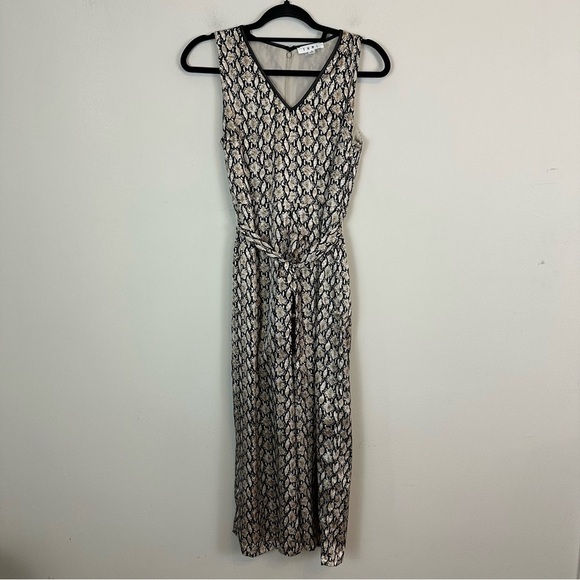THML | Tan and Black Snake Print Sleeveless Tie Waist Jumpsuit Size Small - Picture 1 of 6